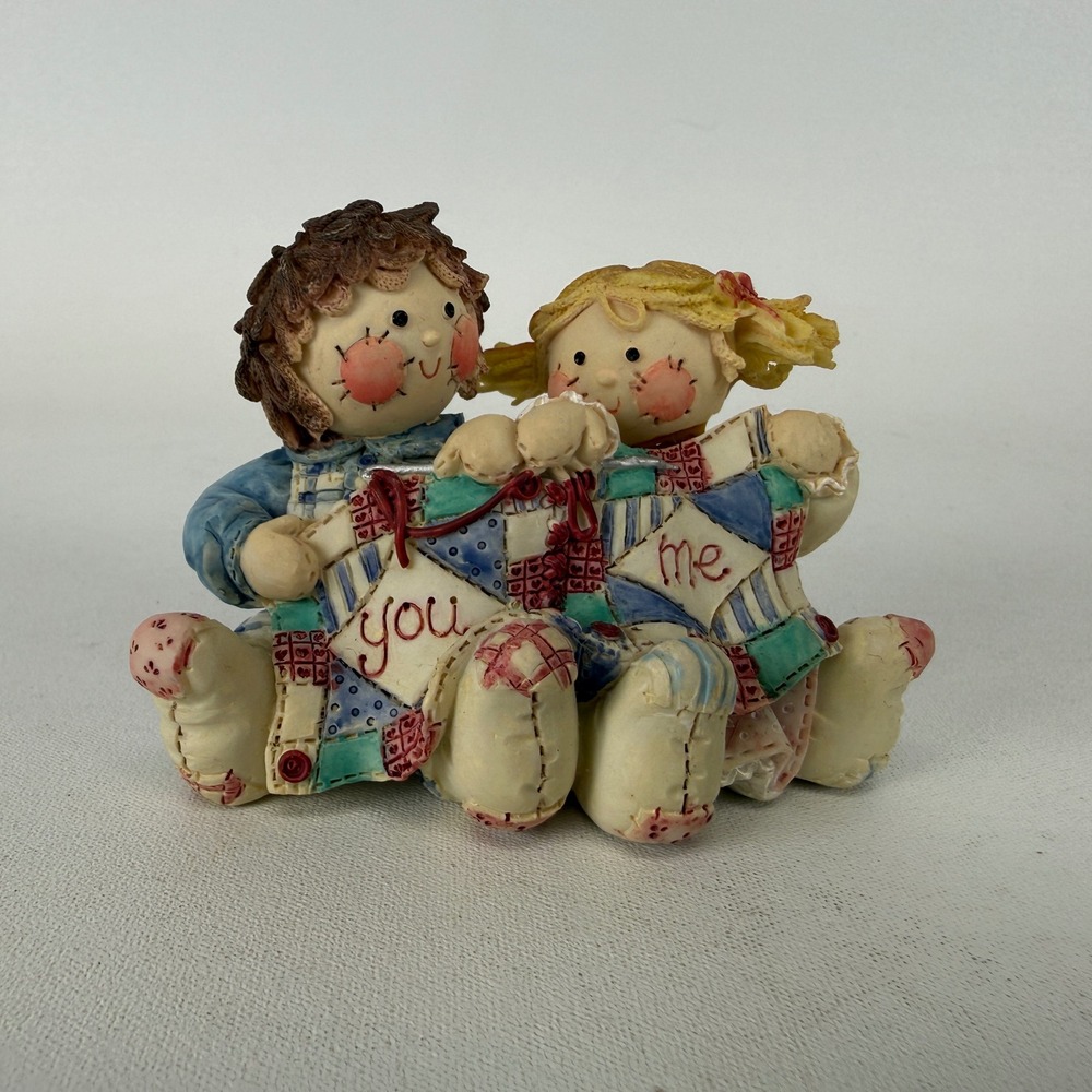 Enesco Cute as a Button Figurine You and Me Quilt Children Friends Decor